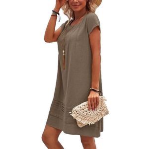 NXH Coffee Ruffle Short Sleeve Shift Dress Size L